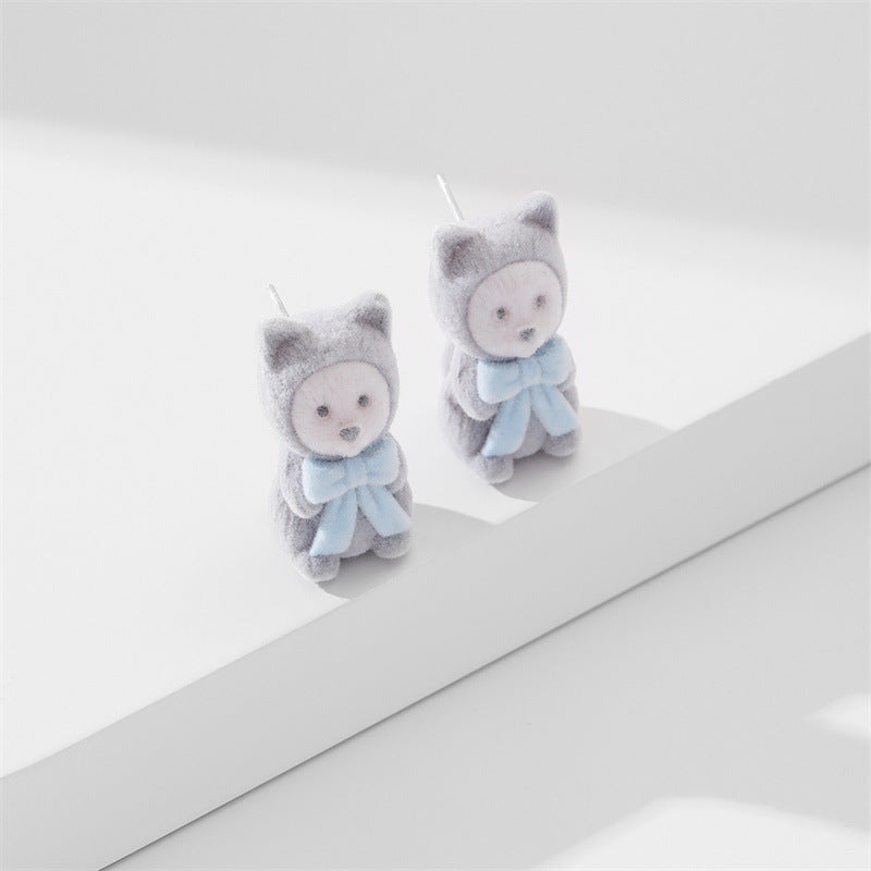 Wholesale Cute Animals Cartoon Flocking Earrings